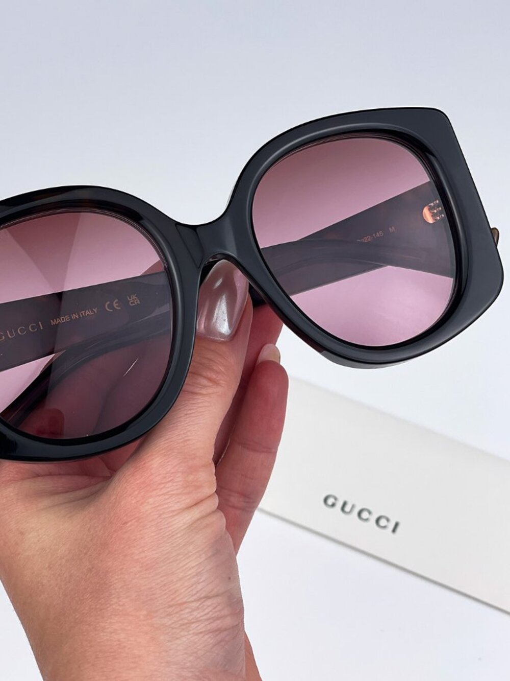 GUCCI GG1257S 003 DARK HAVANA BUTTERFLY OVERSIZED RED GRADIENT SUNGLASSES